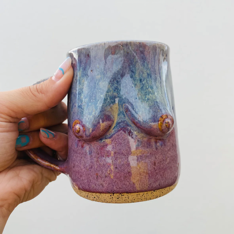 Rainbow Boob Mug, Teal/Purple